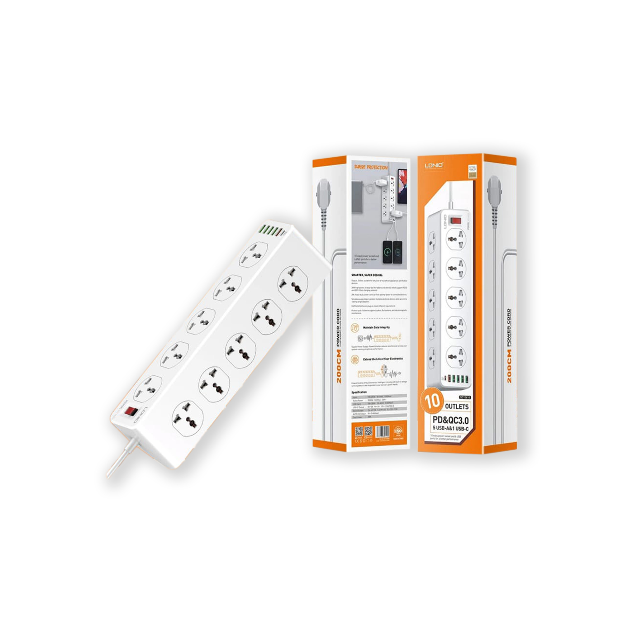LDNIO 10 Outlets Power Cord 2M
